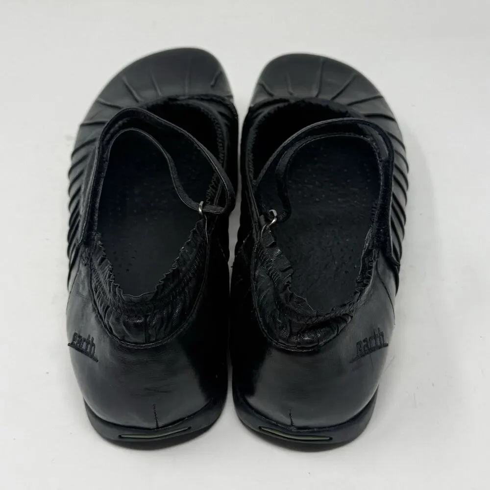 Earth Kalso Pirouette 3 Shoes Womens 9.5 Black Leather Mary Jane Scalloped Boho